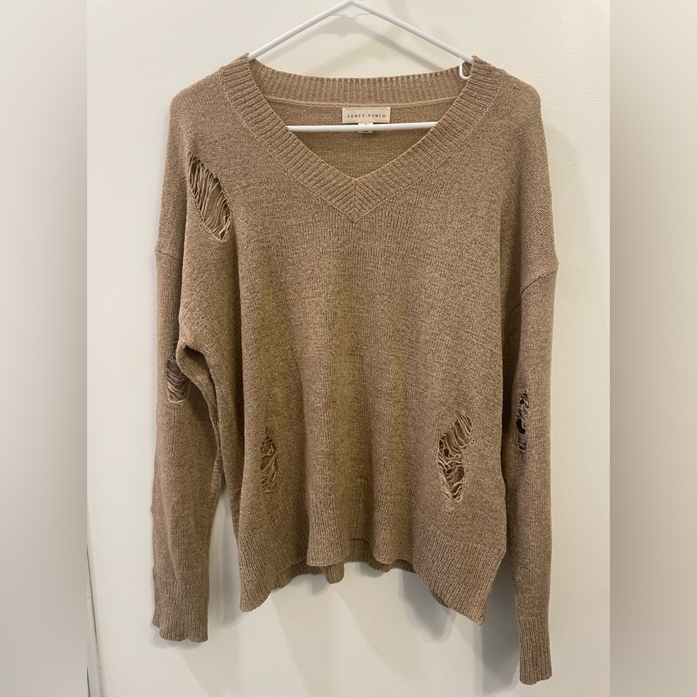 Honey Punch tan sweater size: S